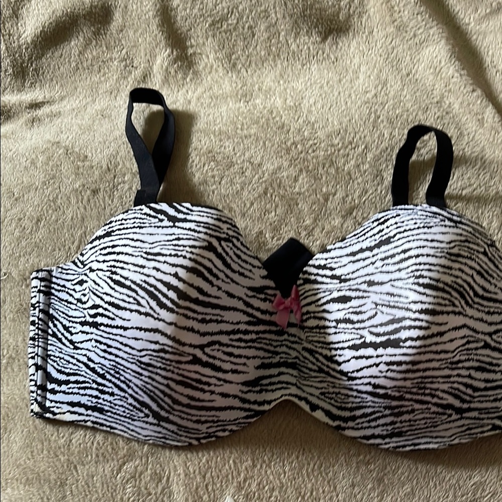 Zebra Print Women's Bra with Pink Accent